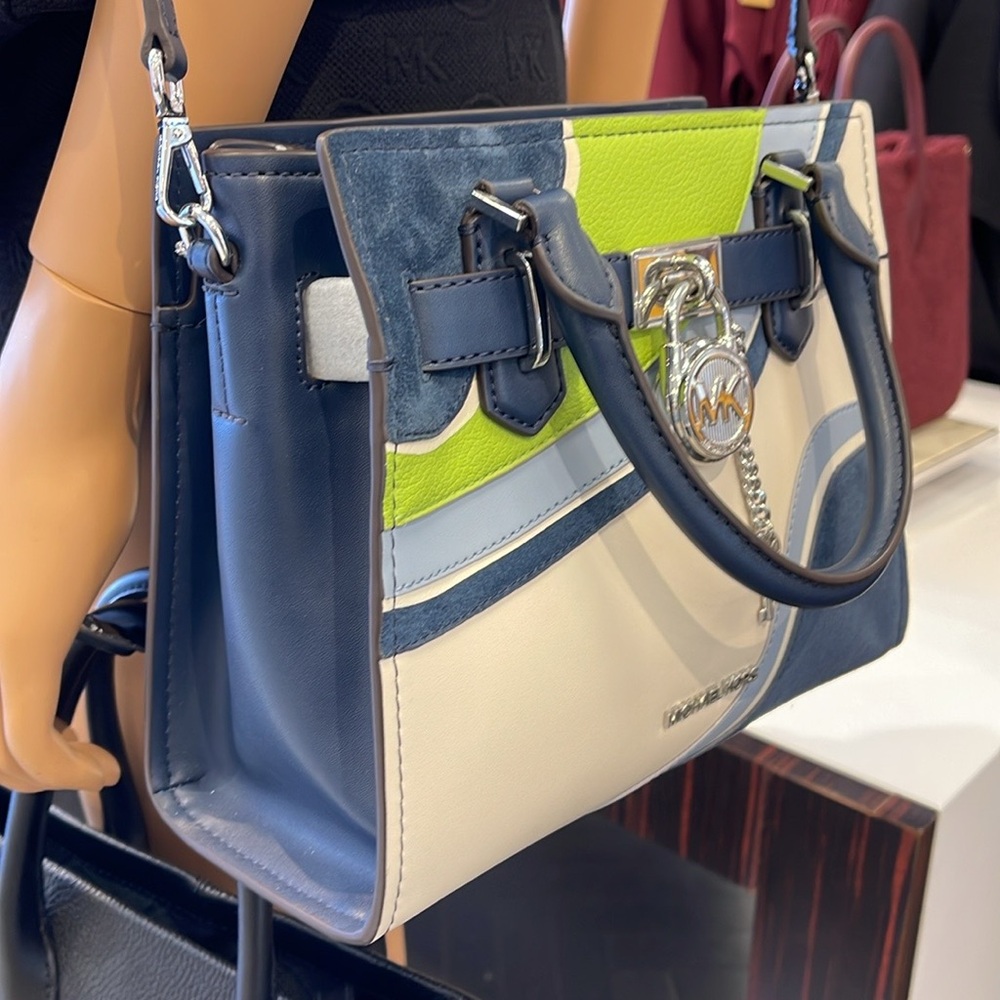 Michael Kors Hamilton Small Satchel Shoulder Crossbody Bag 
Navy Multi 
NWT - Picture 10 of 16